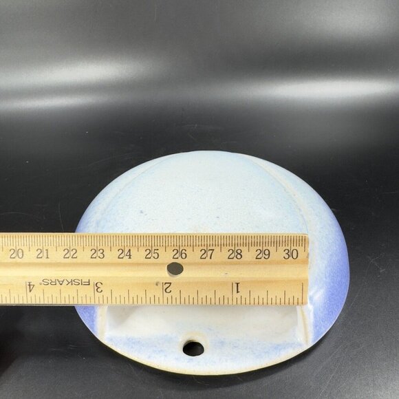 Hand Crafted Stoneware Pottery Wall Pocket Vase Blue Heart Shaped Vessel Decor - Picture 11 of 16